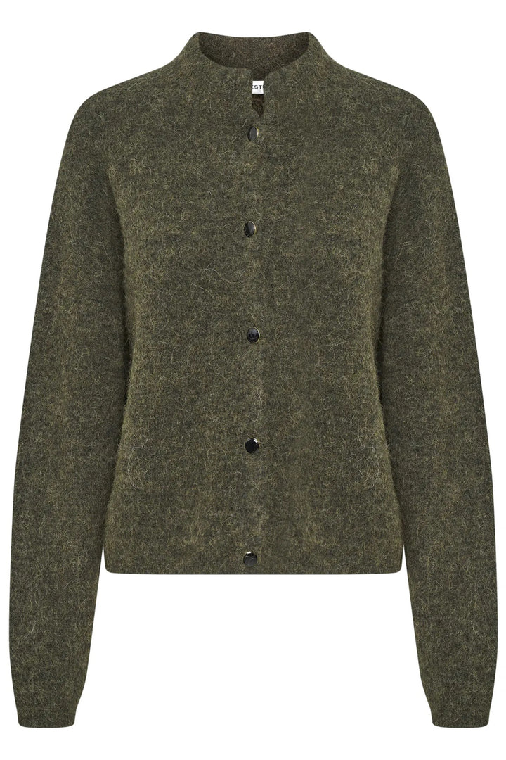 ALPHAGZ SHORT CARDIGAN  Dark Olive Melange