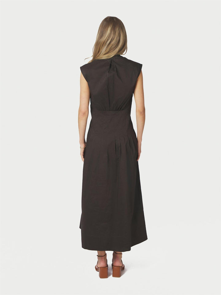 Irena Poplin Dress  Chocolate Brown