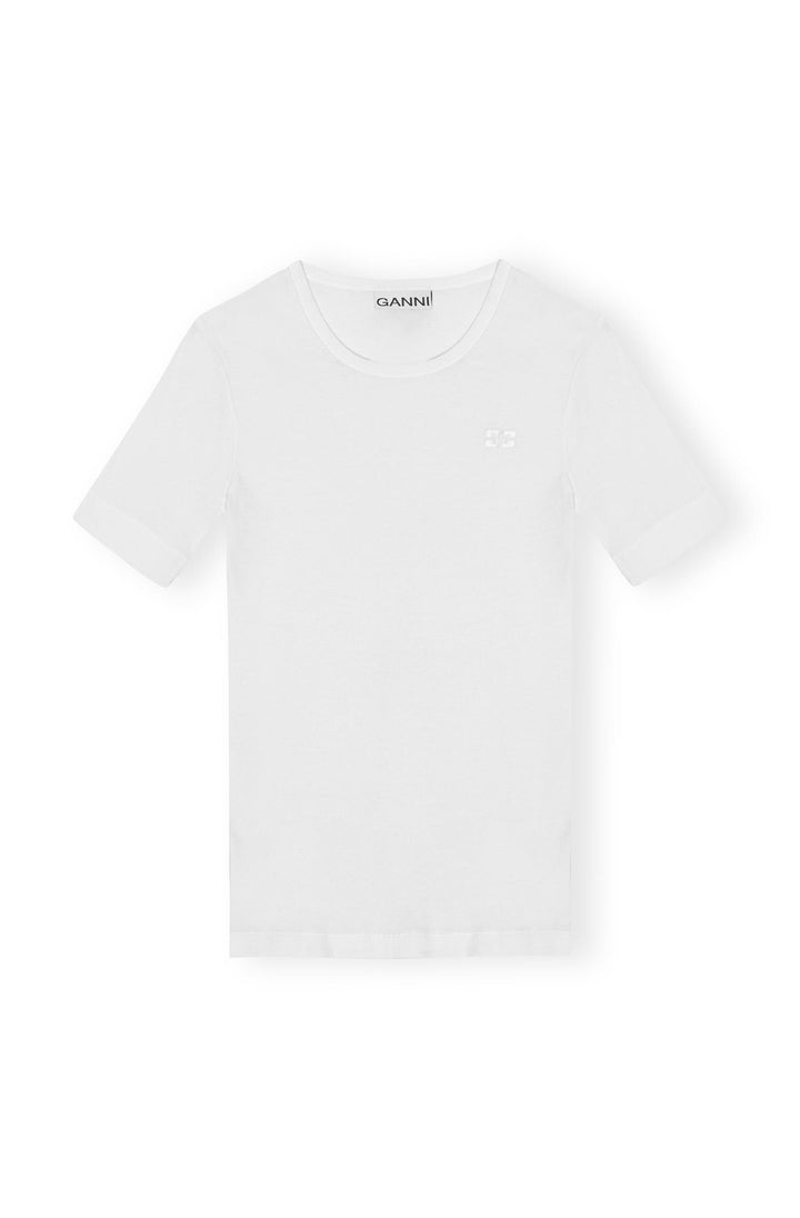 Soft Cotton Rib Short Sleeve T-Shirt  Bright White