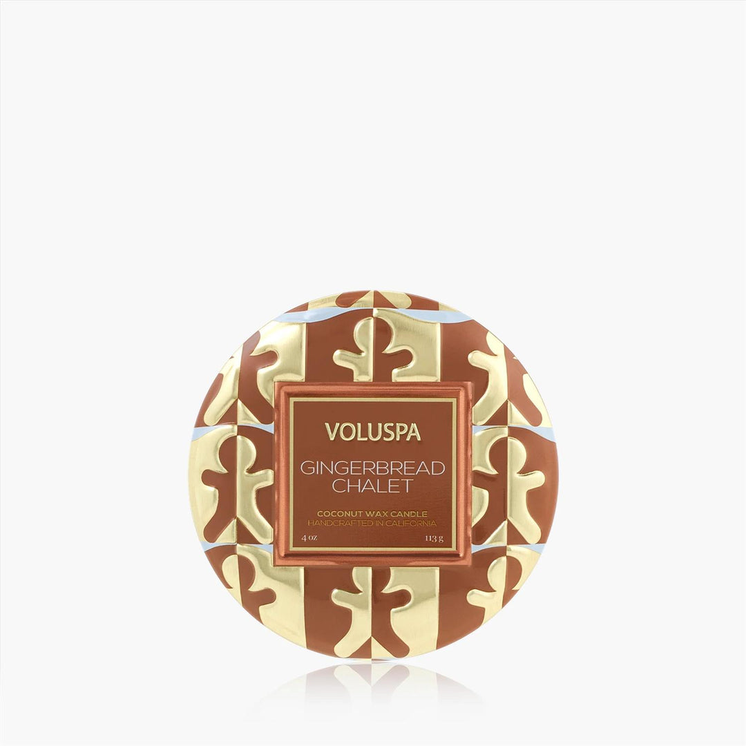 MINI TIN CANDLE 25 T  Gingerbread Chalet