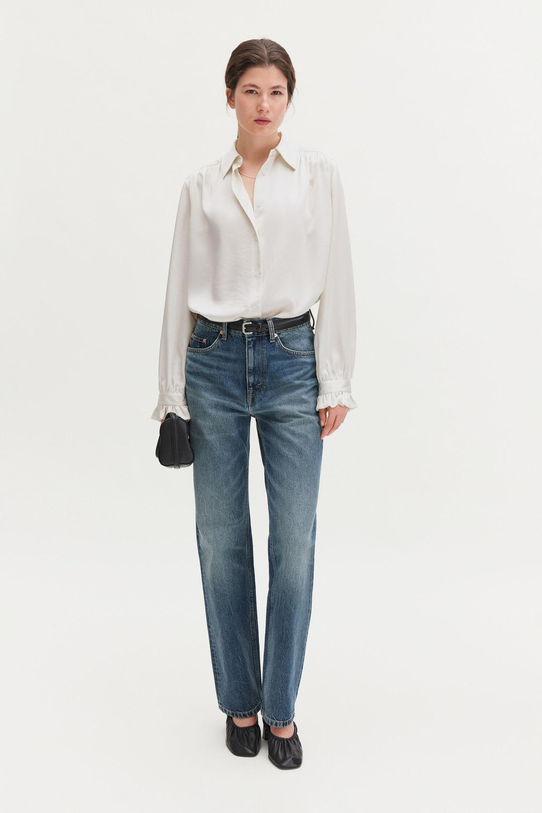 gathered detail blouse Ivory