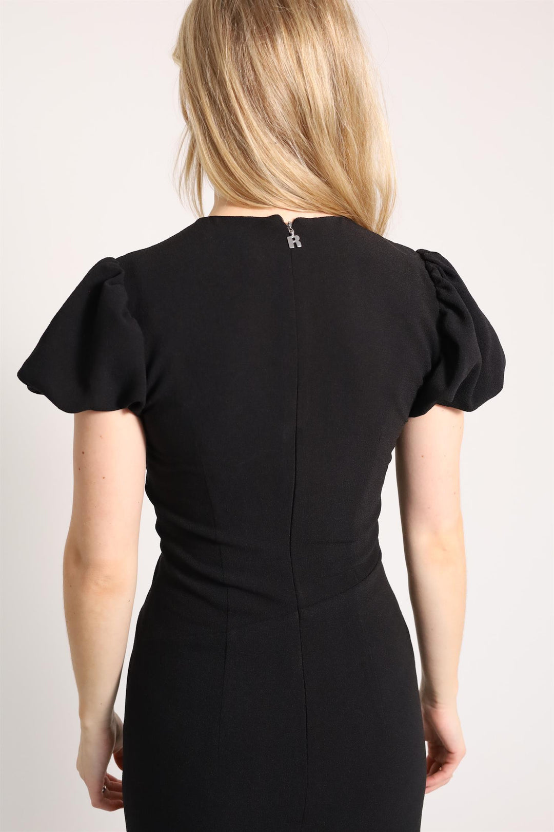 MIDI PUFF SLEEVE DRESS Black