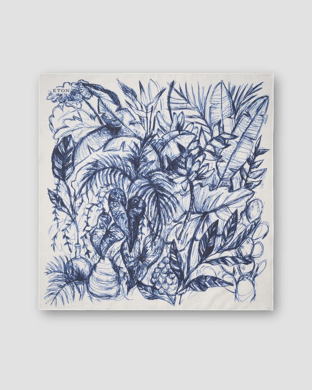 Fine Foliage Cotton Bandana  White