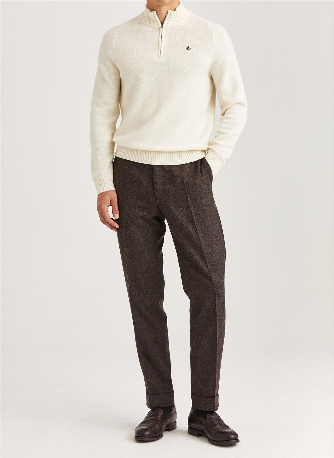 New Hertford Half Zip  Off White