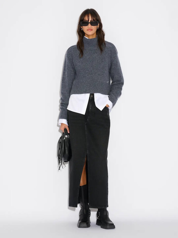 W. Wool Cropped Turtleneck  Blue