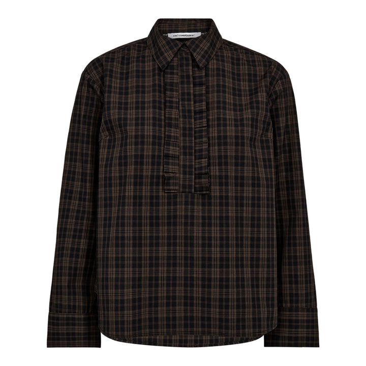 CoraCC Check Frill Shirt  Black