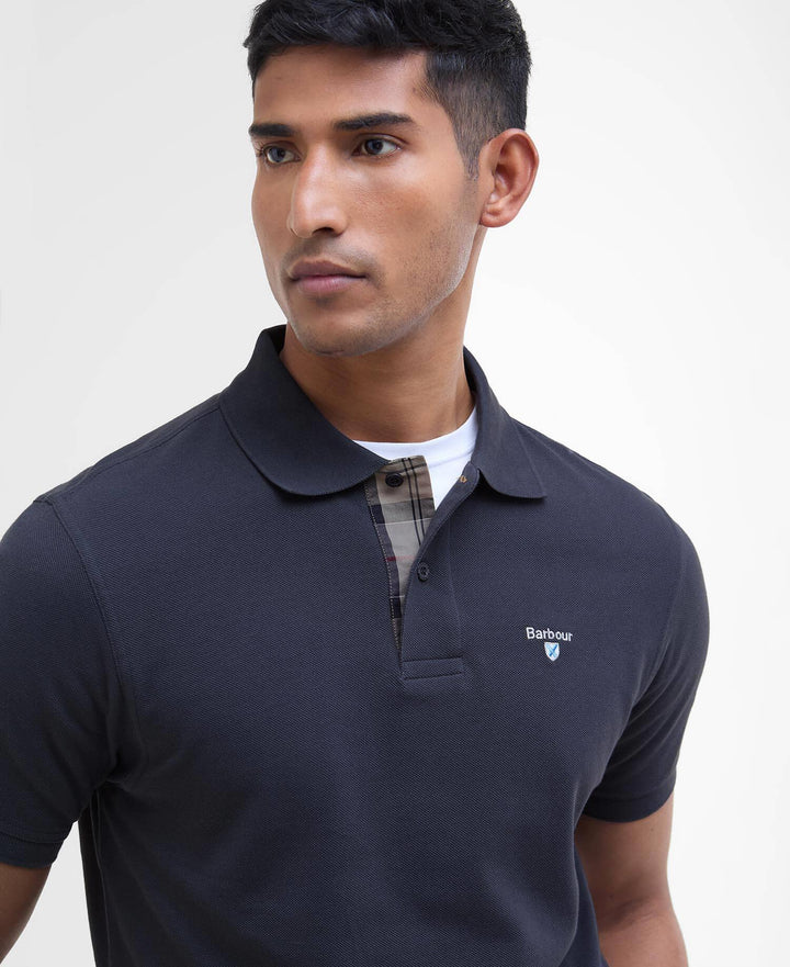 Tartan pique polo shirt  Navy