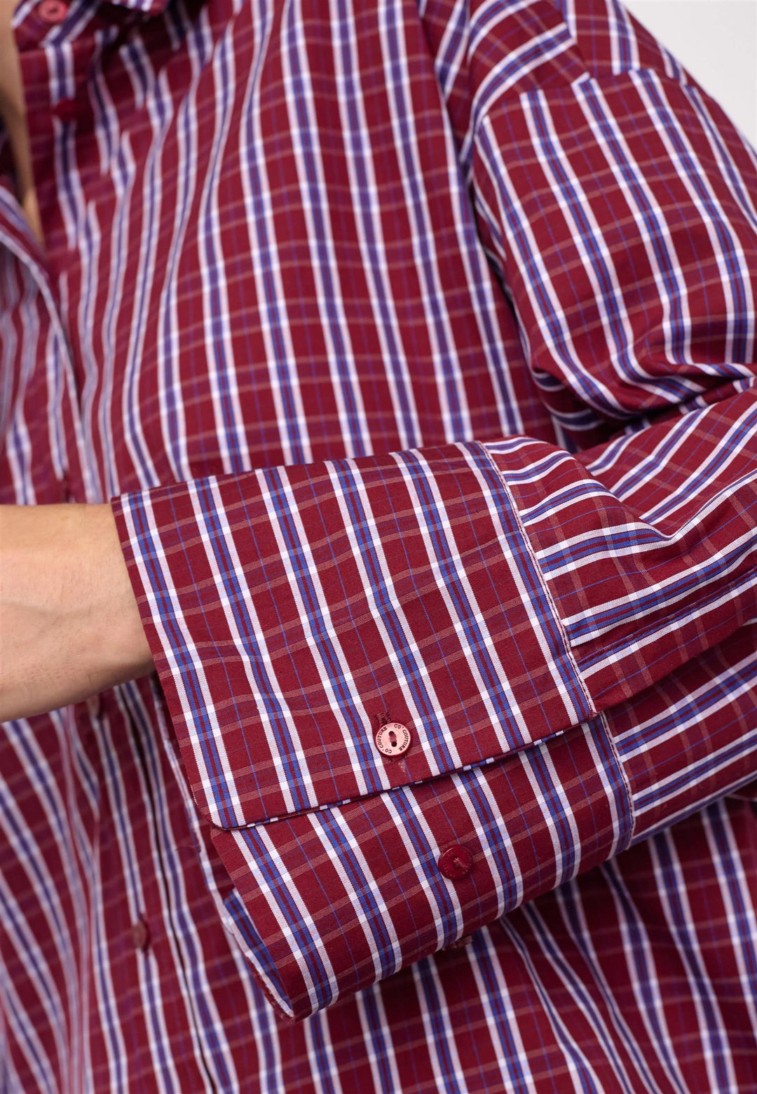 ReneeCC Check Cuff Shirt  Berry Red