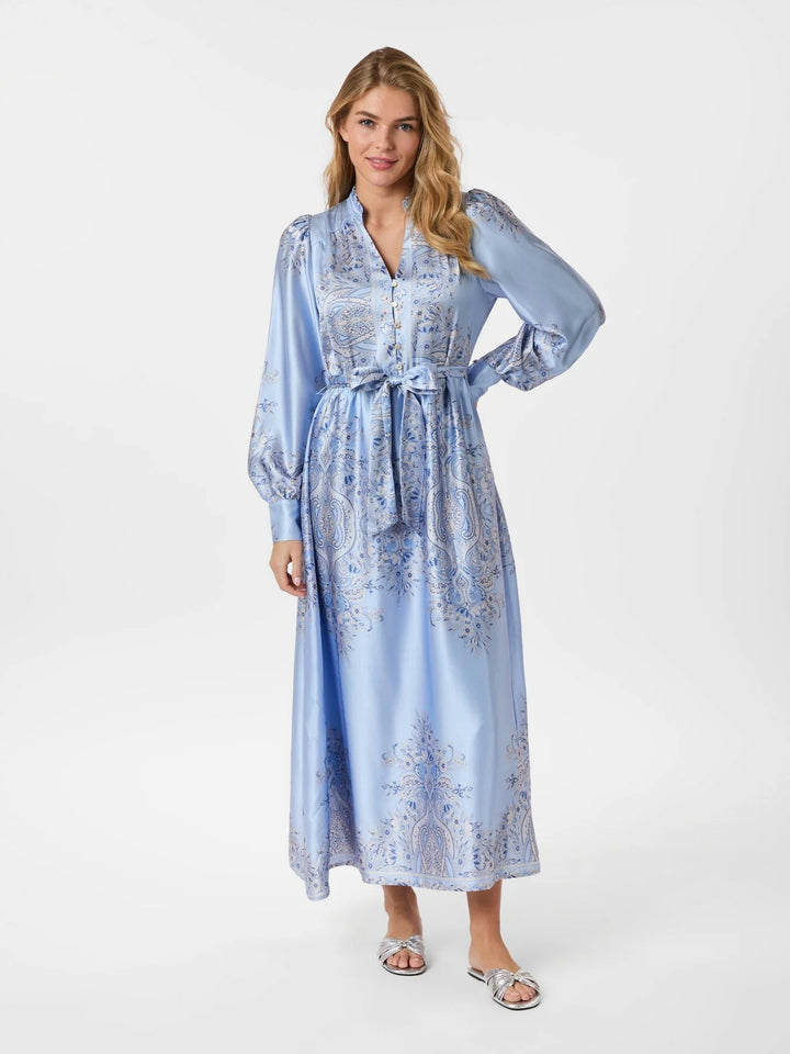 NOVA PAISLEY BORDER DRESS  Light Blue