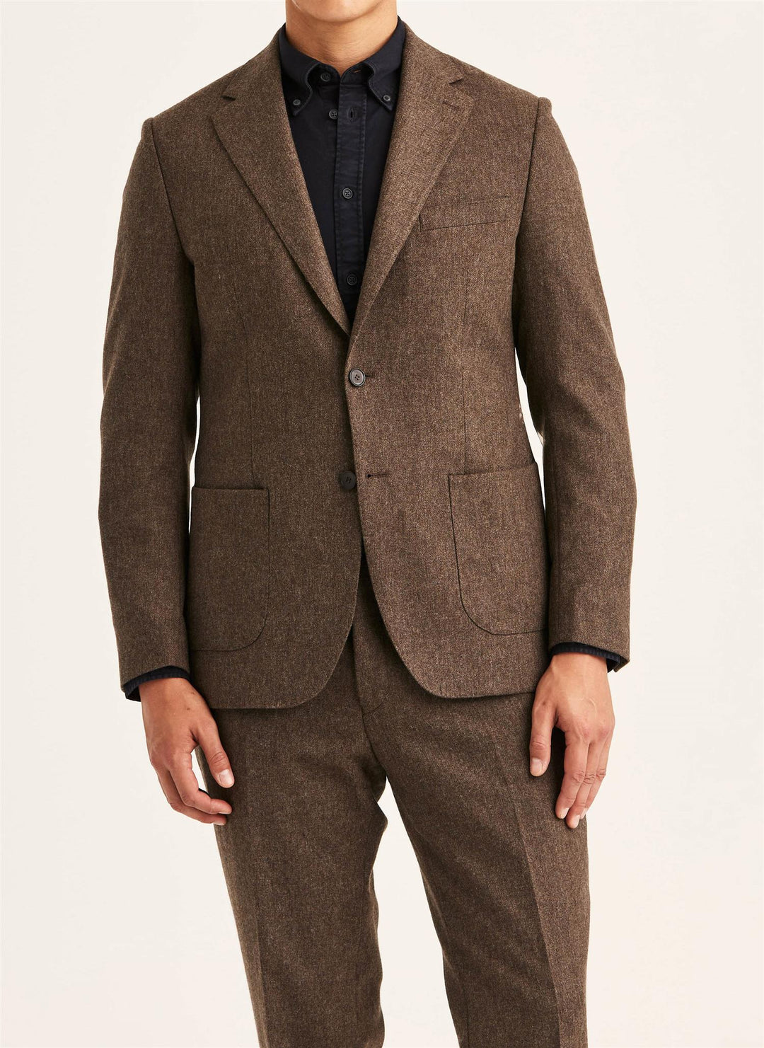 Flannel Suit Jacket  Brown