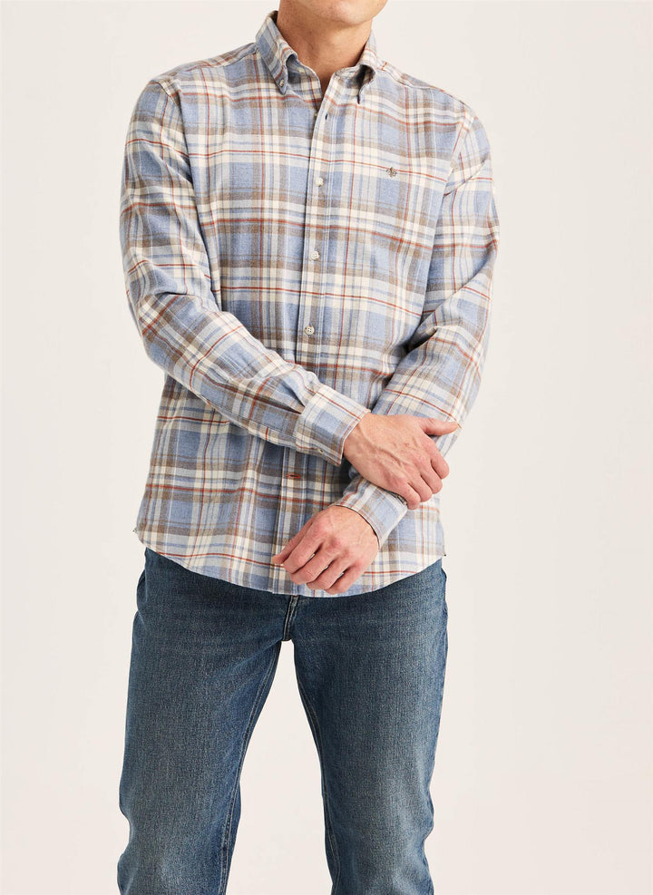 Happy Flannel Check Shirt-Classic Fit  Blue