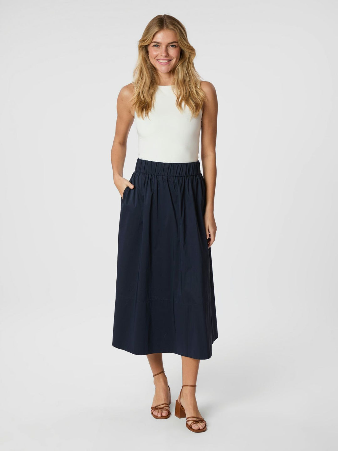 YARA POPLIN SKIRT  Navy