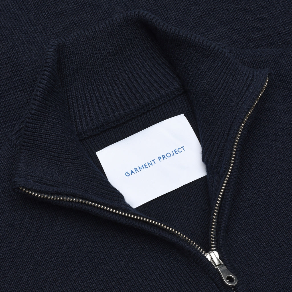 Zipper Knit Cardigan  Navy