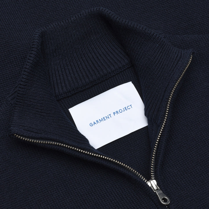 Zipper Knit Cardigan  Navy