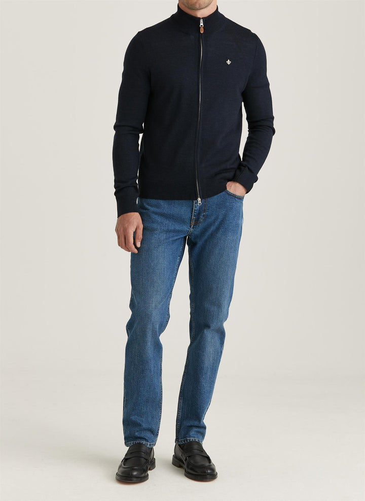 Merino Zip Cardigan  Navy