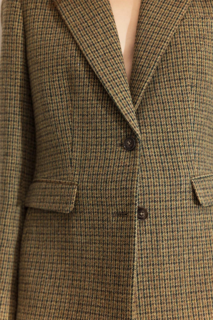 Brook Houndstooth Blazer  Green Houndstooth