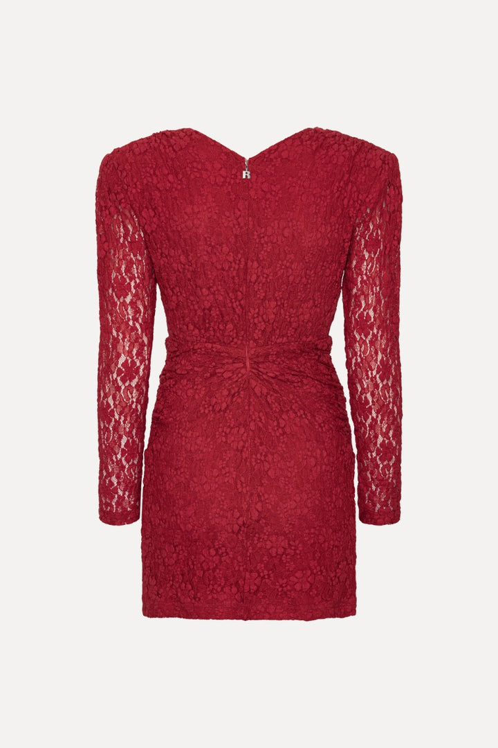 LACE V-NECK MINI DRESS  Scooter Red