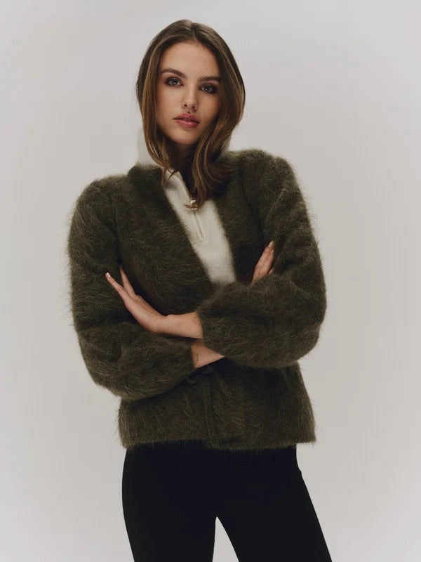 Fredrikke chunky cardigan  Moss Green