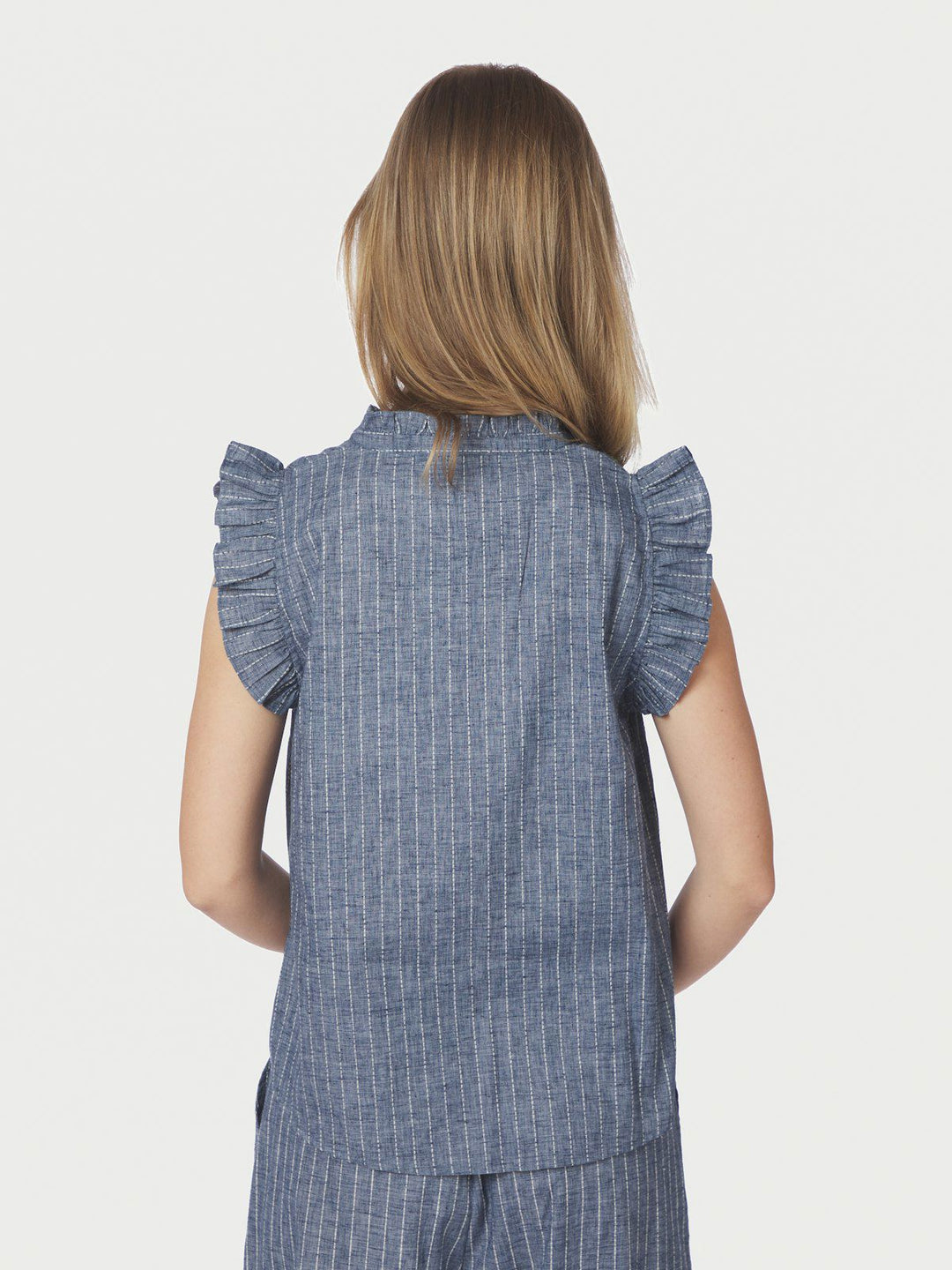 Siona Emb Stripe Top  Blue