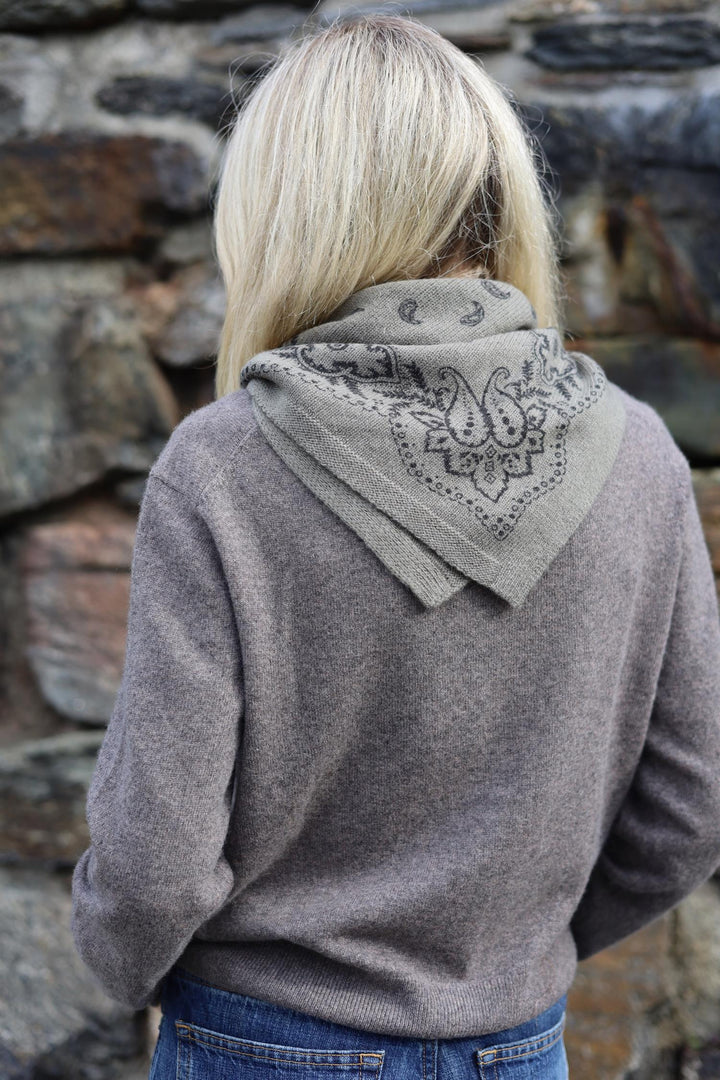 Adelina Paisley Knit Scarf  Army