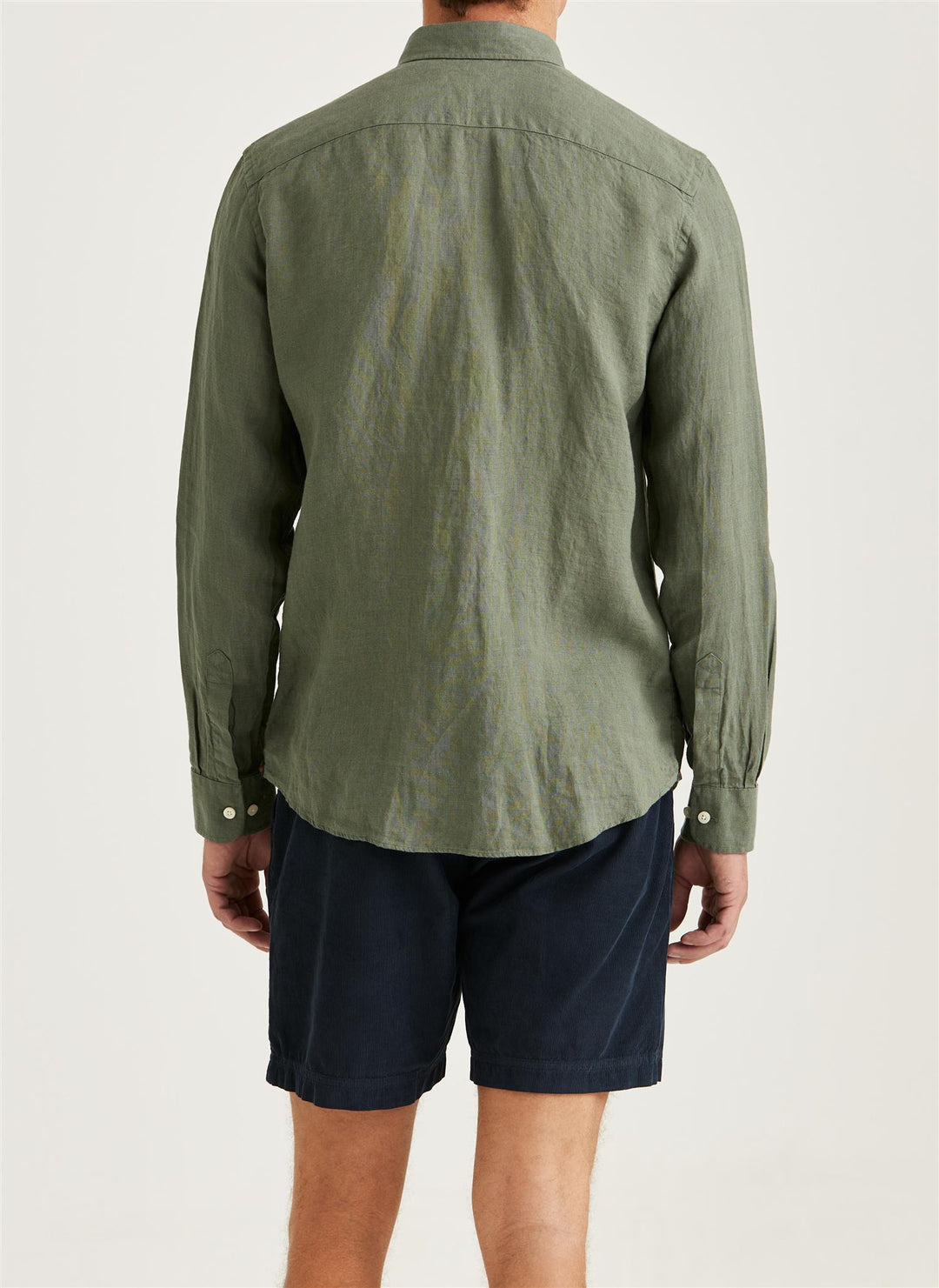Douglas Linen Shirt-Classic Fit  Olive
