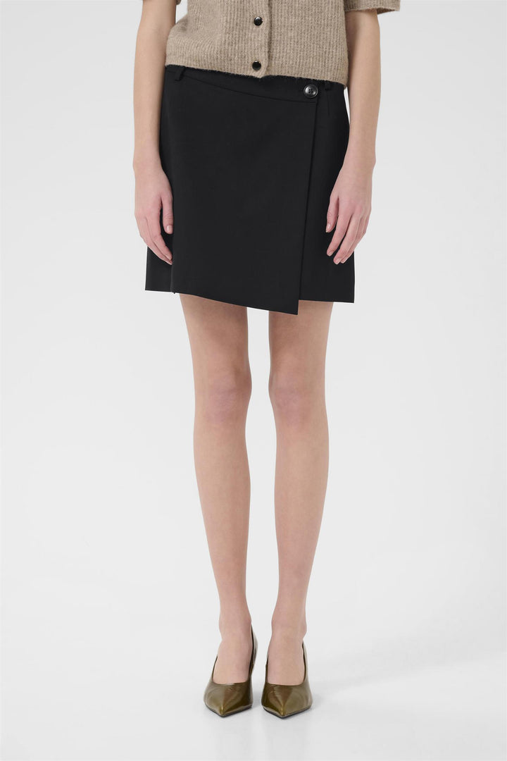 GZPAULA  MELANGE MW WRAP SKIRT  Black