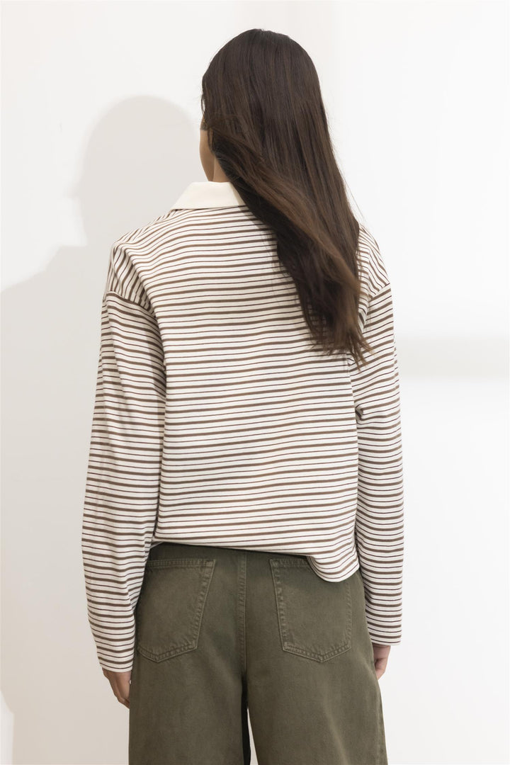 Elmer Polo Shirt  Brown Stripe
