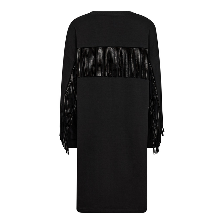 StudCC Fringe Sweat Dress  Black