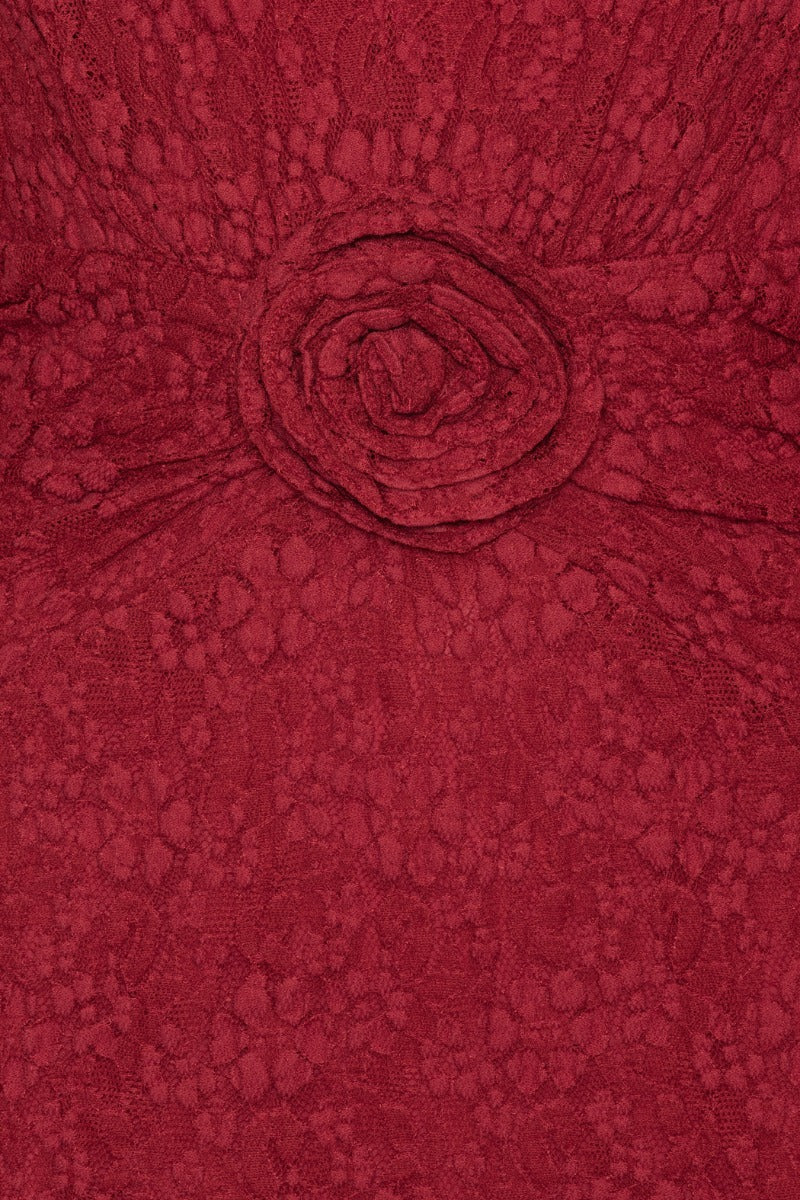 LACE V-NECK MINI DRESS  Scooter Red
