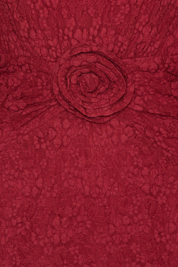 LACE V-NECK MINI DRESS  Scooter Red