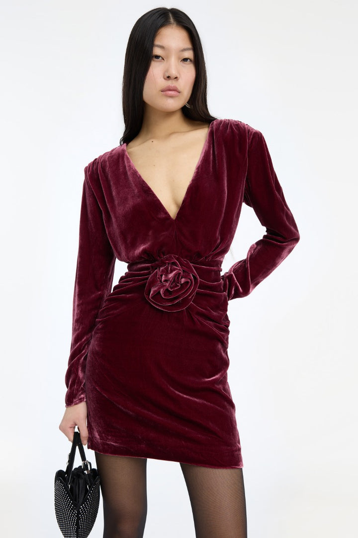 SILK VELVET MINI DRESS  Zinfandel