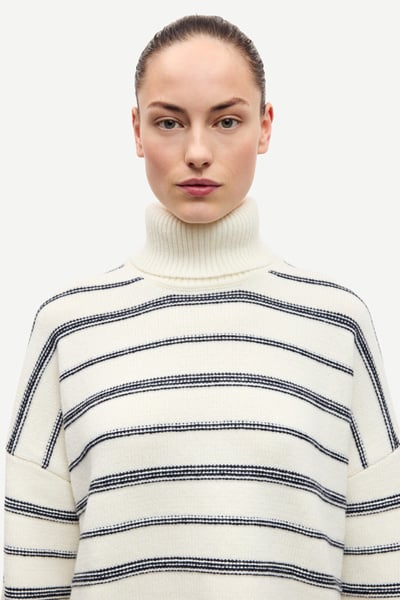 Sakeiku Stripe Turtleneck 11250  Clear Cream St.