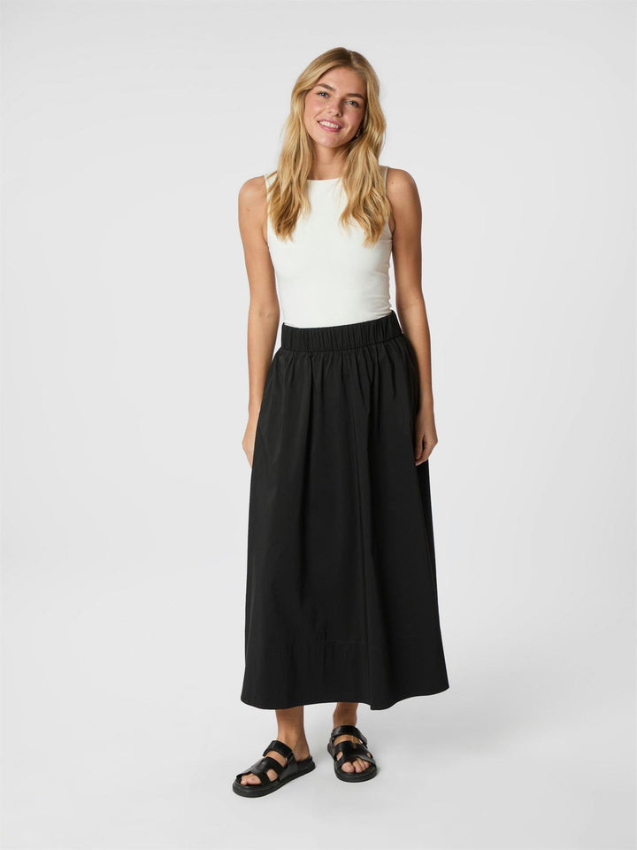 Yara Long Poplin Skirt  Black