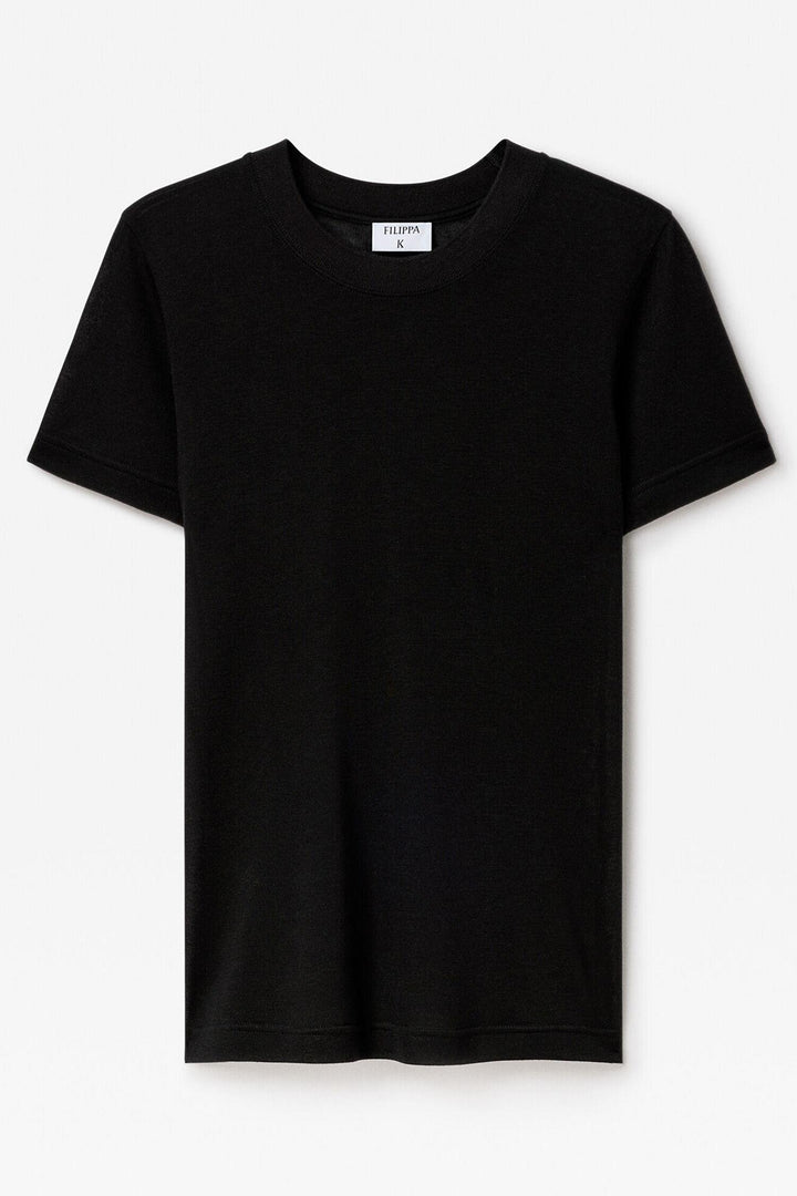 lyocell cashmere tee  Black