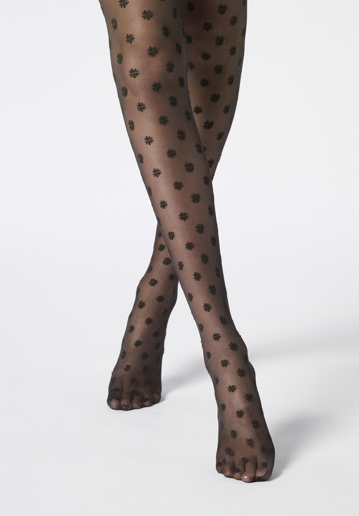 Oroblu Floral Fancy Tights  Black Daisy