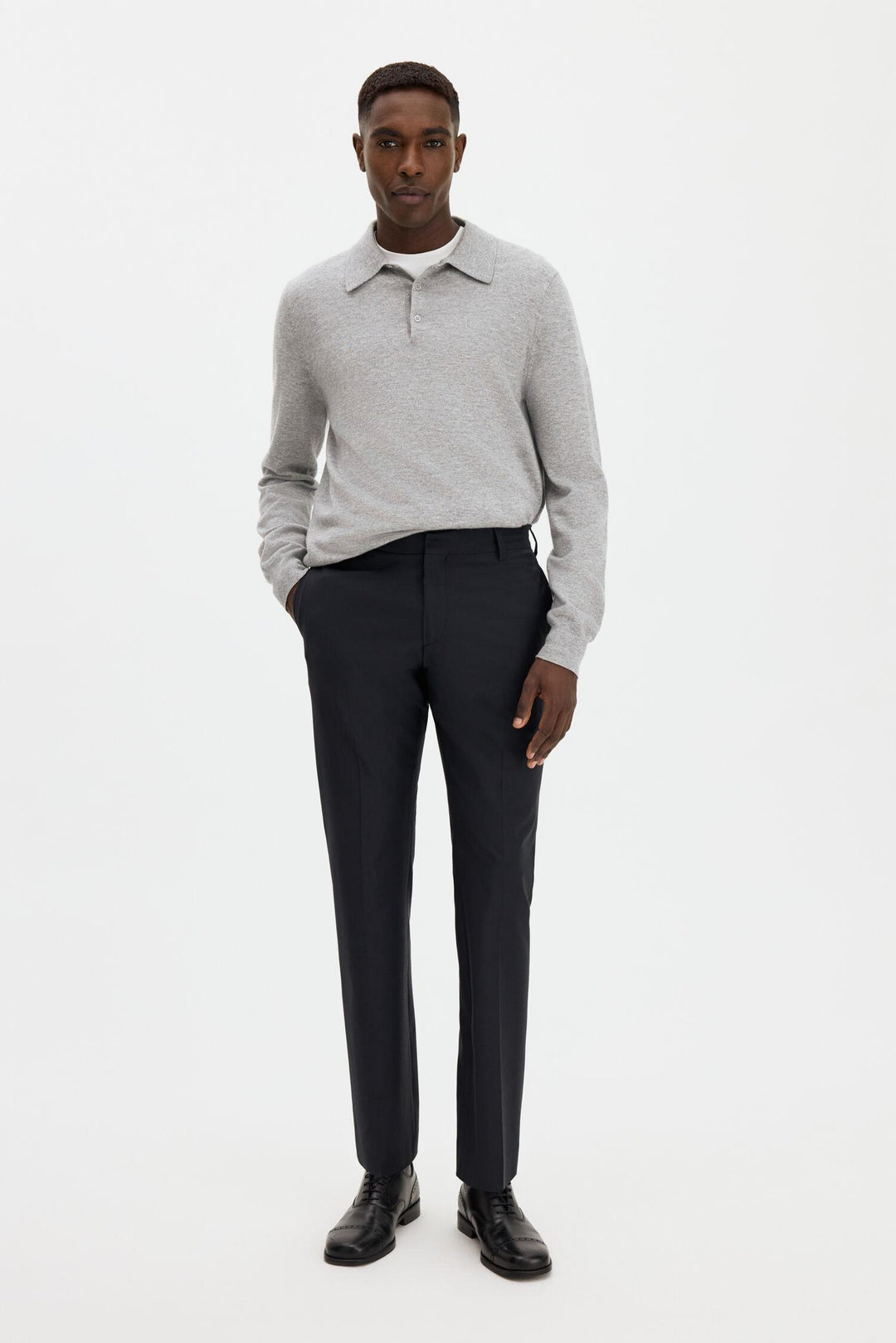 knitted polo shirt  Light Grey Melange