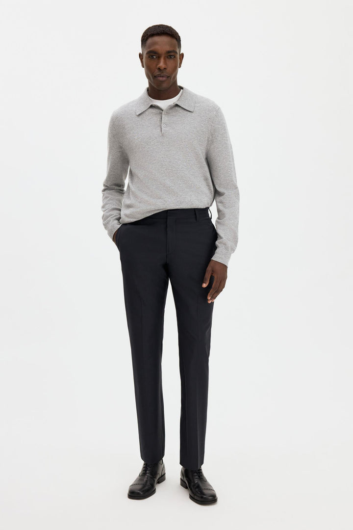knitted polo shirt  Light Grey Melange