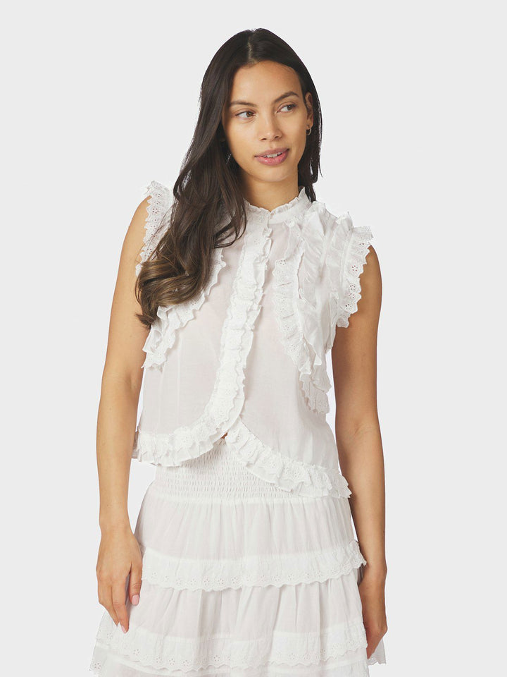Celia Ruffle Top  White