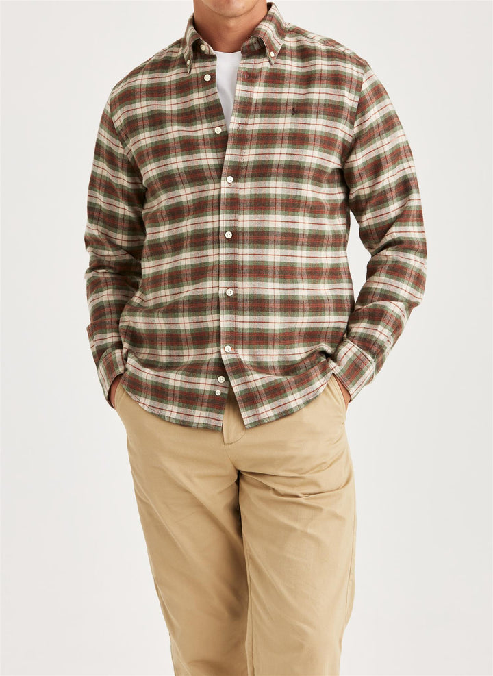 Flannel Check Shirt-Slim Fit  Olive