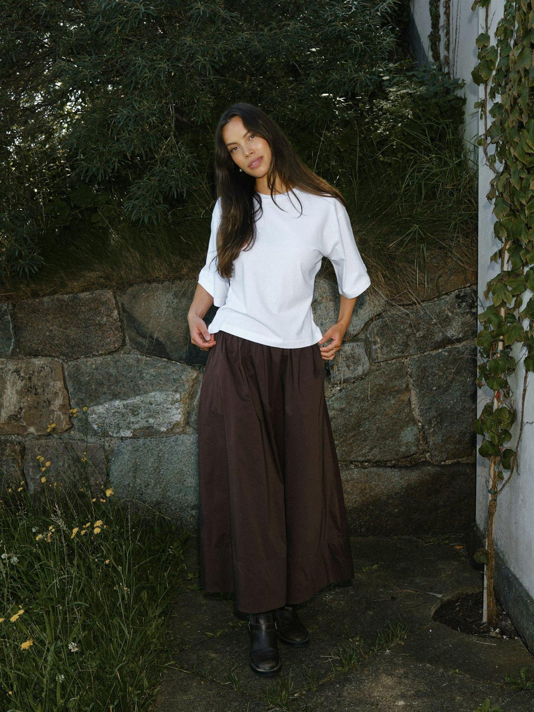 YARA POPLIN SKIRT  Chocolate Brown