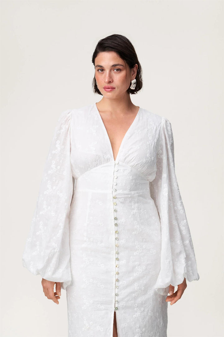 Positano Maxi dress  White Embroidry