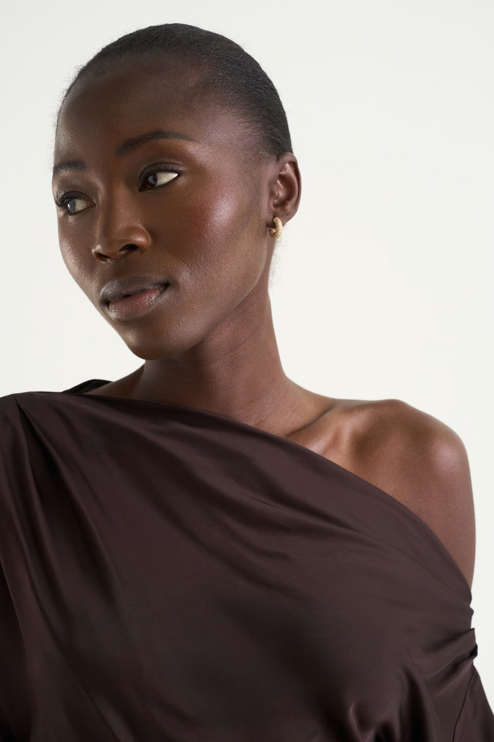 Victoria Satin Blouse  Mocha Brown