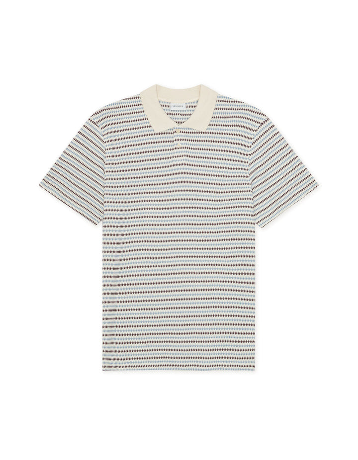 Knitted Stripe Polo  Eggnog White