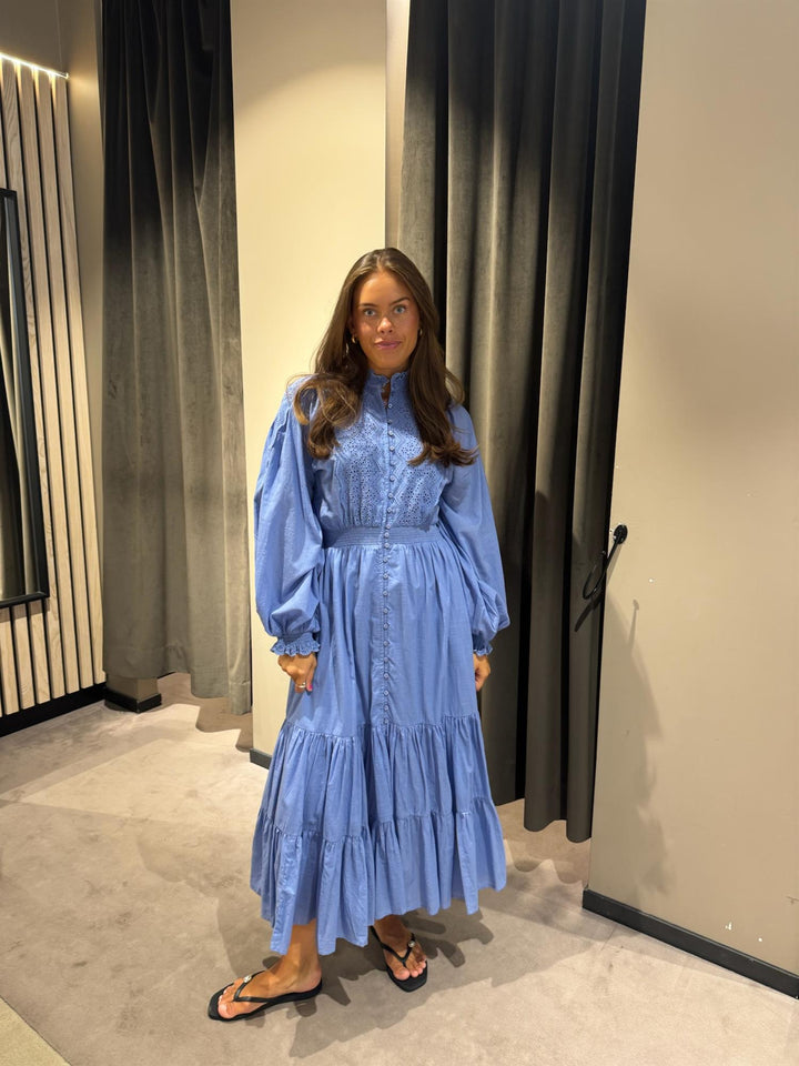 Cotton Slub Midi Dress  Dusty Blue