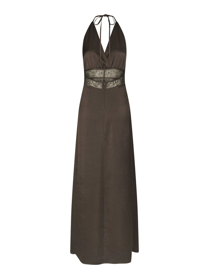 Jasine Heavy Sateen Dress  Dark Brown