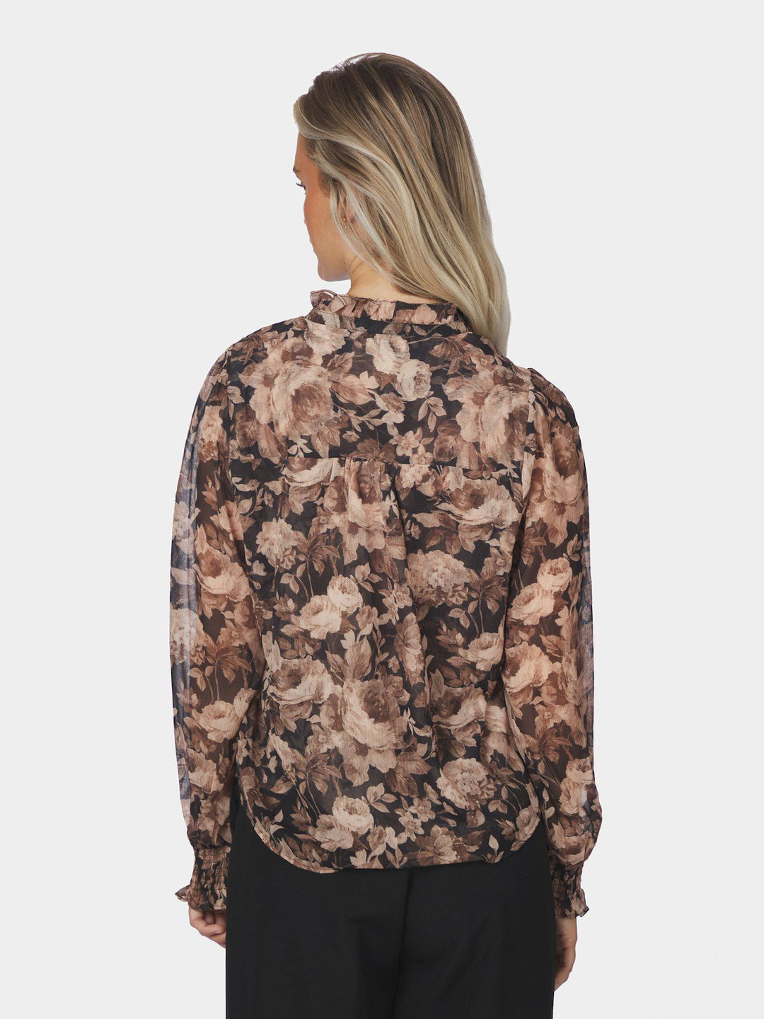 Delsie Vintage Flower Shirt Black Sand