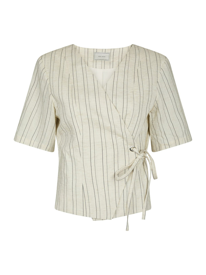 Simmo Stripe Eyelet Blouse  Off White