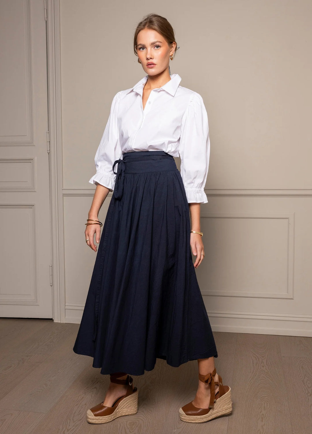 Astrid Skirt Marine Poplin  Marine Poplin