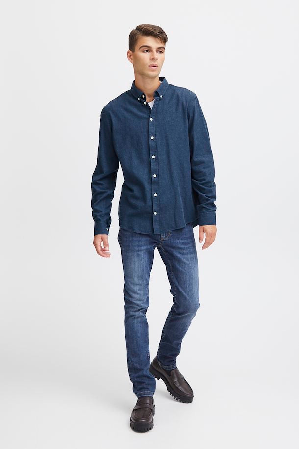 ANTON LS BD FIL A FIL SHIRT  Dark Navy Melange