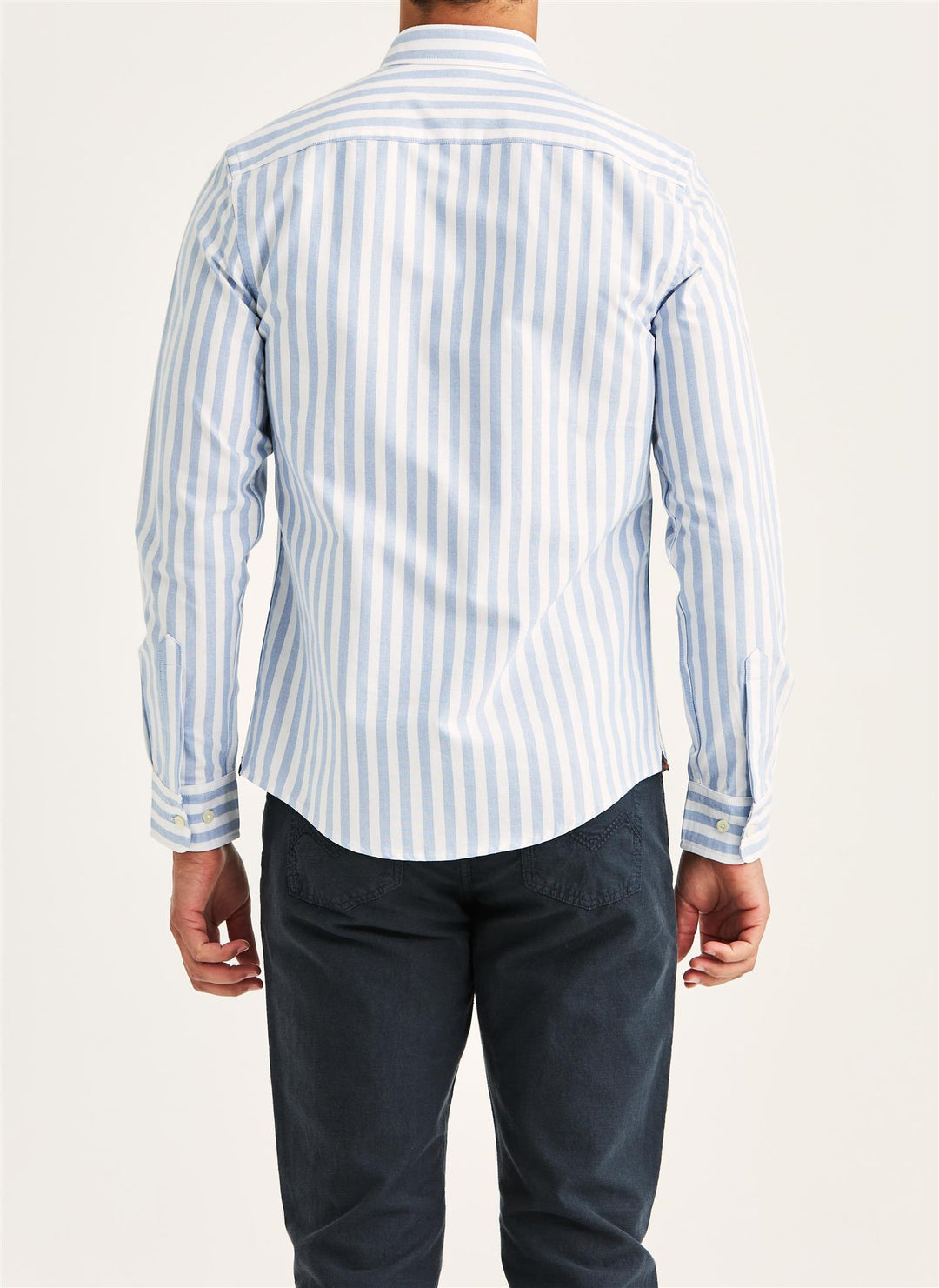 Douglas Oxford Stripe Shirt-Slim Fit  Light Blue